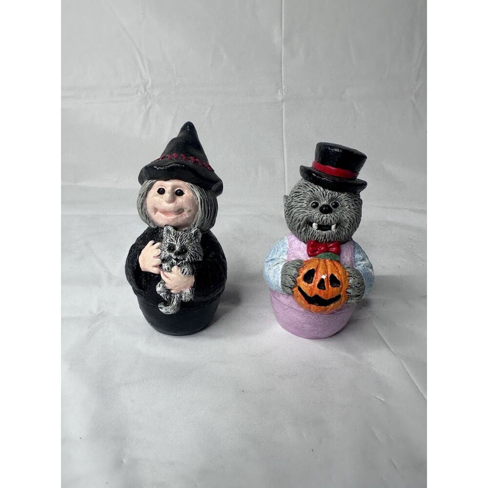 California Creations Little Witch Cat Werewolf 4" Plaster Halloween Primitive